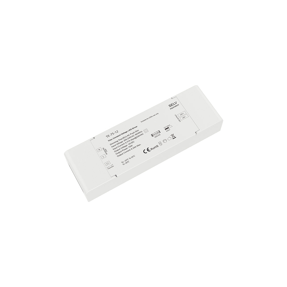 GloboStar® 73129 TE-75-12 SKYDANCE AC Triac Dimmer Push Dimming 1 Κανάλι AC 200-240V 1 x 6.25A 75W - Max 6.25A 75W - IP20 Μ18 x Π5.7 x Υ3cm - 5 Χρόνια Εγγύηση - ledmania.gr