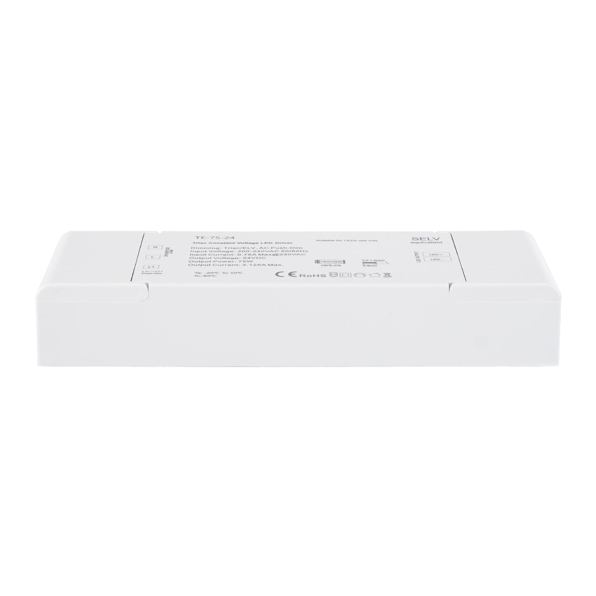 GloboStar® 73130 TE-75-24 SKYDANCE AC Triac Dimmer Push Dimming 1 Κανάλι AC 200-240V 1 x 3.125A 75W - Max 3.125A 75W - IP20 Μ18 x Π5.7 x Υ3cm - 5 Χρόνια Εγγύηση - ledmania.gr