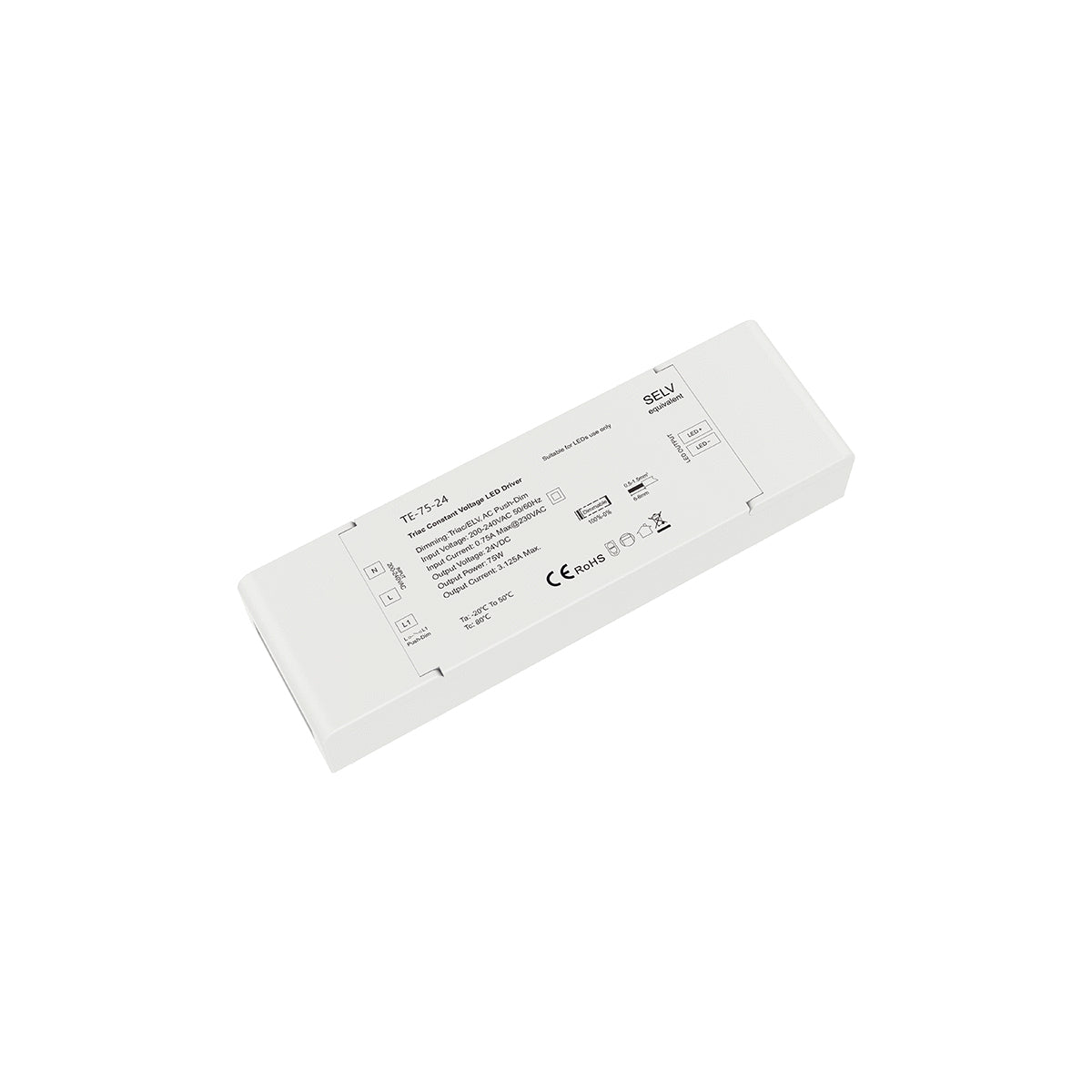 GloboStar® 73130 TE-75-24 SKYDANCE AC Triac Dimmer Push Dimming 1 Κανάλι AC 200-240V 1 x 3.125A 75W - Max 3.125A 75W - IP20 Μ18 x Π5.7 x Υ3cm - 5 Χρόνια Εγγύηση - ledmania.gr