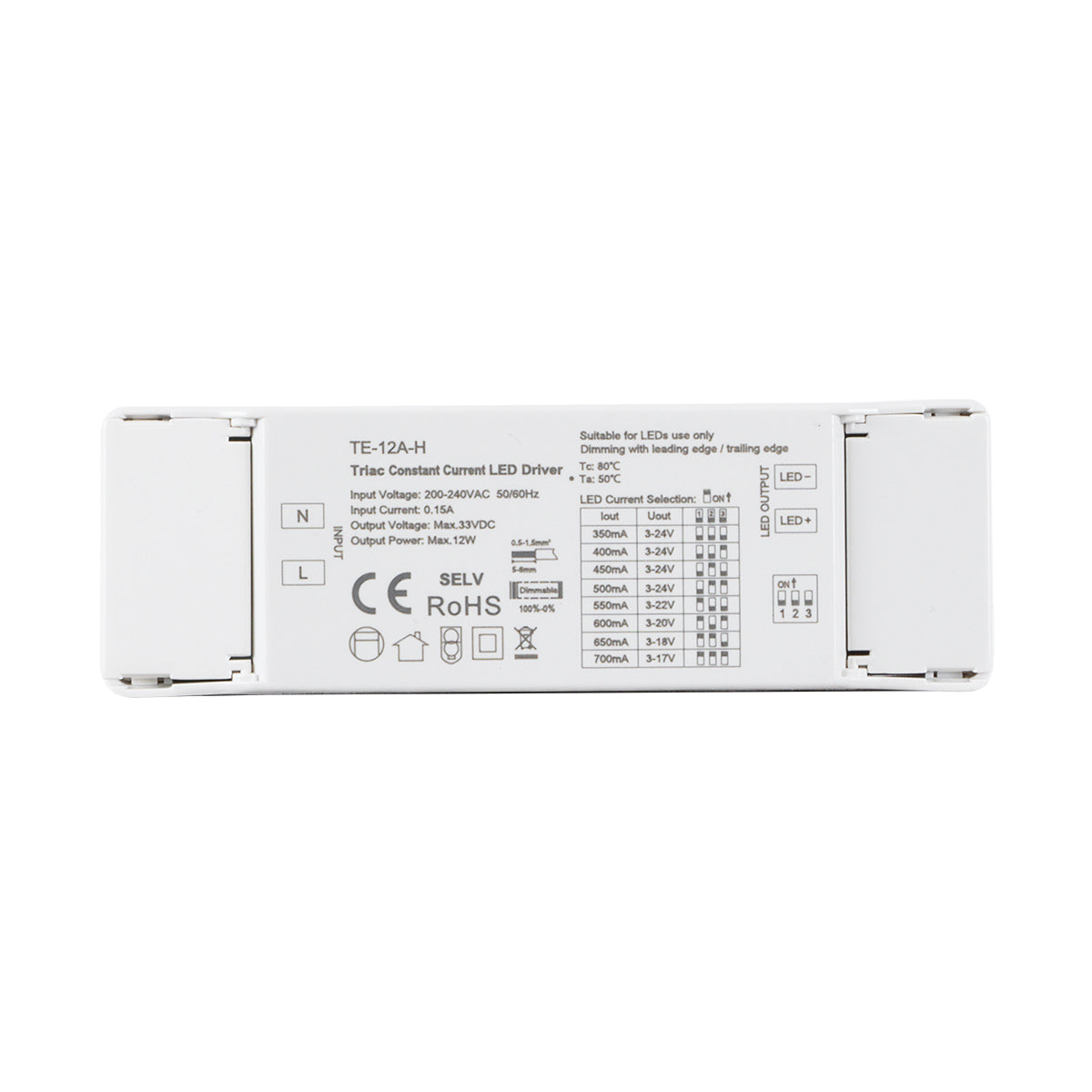 GloboStar® 73131 TE-12A-H SKYDANCE AC Triac Dimmable Constant Current LED Driver 1 Κανάλι AC 200-240V 1 x 0.15A 12W - Max 0.15A 12W - IP20 Μ11.1 x Π3.7 x Υ2cm - 5 Χρόνια Εγγύηση - ledmania.gr