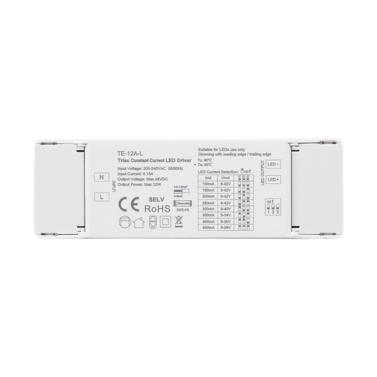 GloboStar® 73132 TE-12A-L SKYDANCE AC Triac Dimmable Constant Current LED Driver 1 Κανάλι AC 200-240V 1 x 0.15A 12W - Max 0.15A 12W - IP20  Μ11.1 x Π3.7 x Υ2cm - 5 Χρόνια Εγγύηση - ledmania.gr