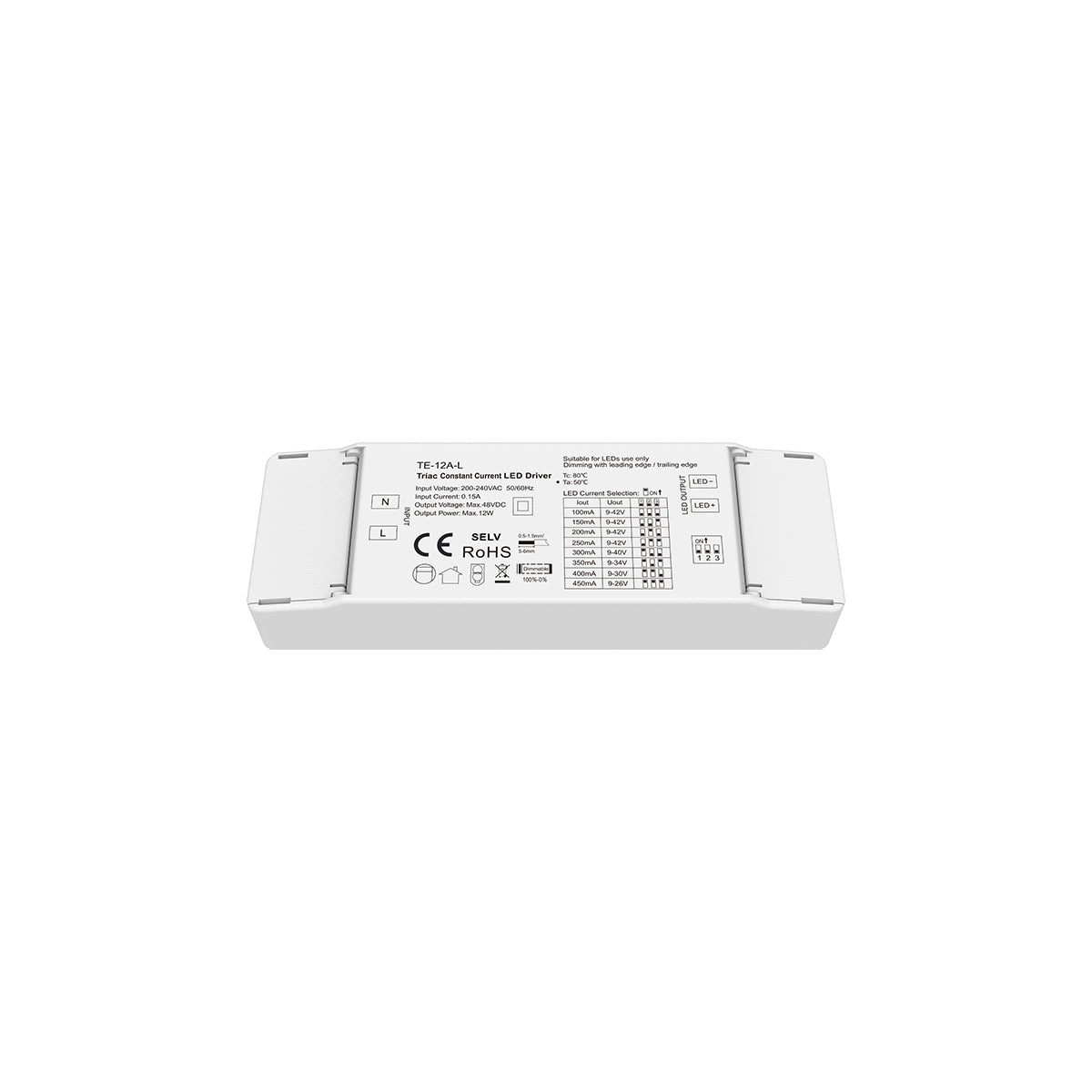 GloboStar® 73132 TE-12A-L SKYDANCE AC Triac Dimmable Constant Current LED Driver 1 Κανάλι AC 200-240V 1 x 0.15A 12W - Max 0.15A 12W - IP20  Μ11.1 x Π3.7 x Υ2cm - 5 Χρόνια Εγγύηση - ledmania.gr