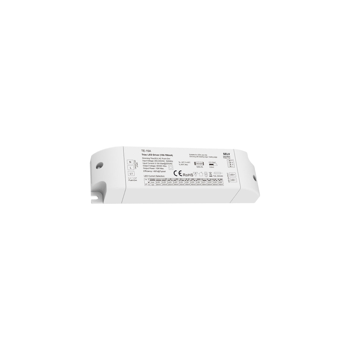 GloboStar® 73133 TE-15A SKYDANCE AC Triac Dimmable Constant Current LED Driver Push Dimming 1 Κανάλι AC 200-240V 1 x 0.15A 15W - Max 0.15A 15W - IP20  Μ15.1 x Π4.1 x Υ3cm - 5 Χρόνια Εγγύηση - ledmania.gr