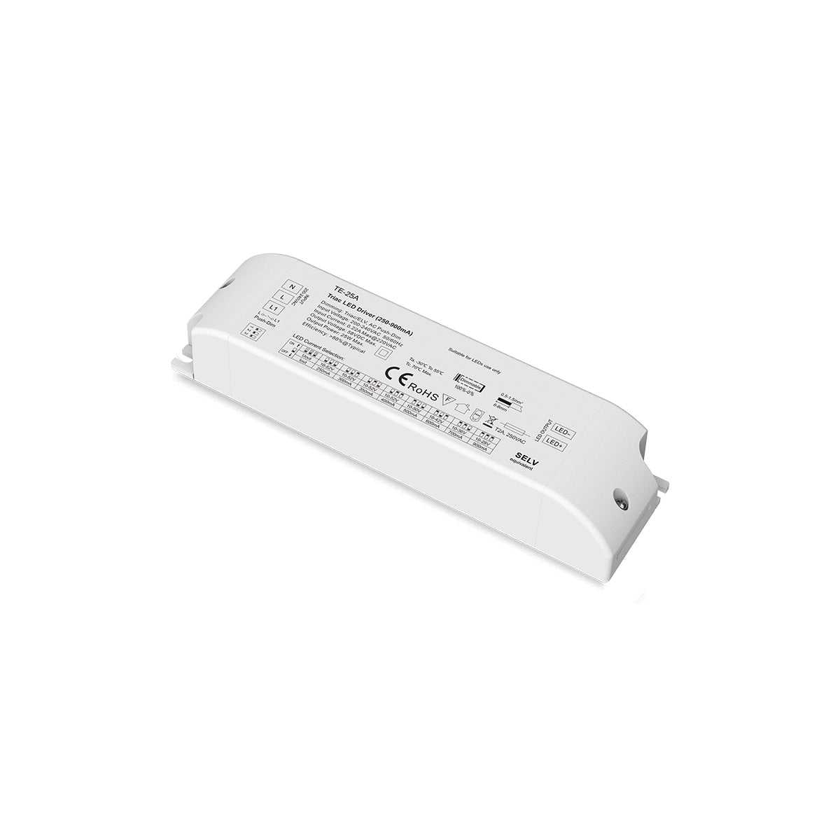 GLOBOSTAR® SKYDANCE-TE-25A 73134 DC Triac & Push Dimmer CC Τροφοδοτικό/Μετασχηματιστής SELV με 1 x 250-900mA 25W Κανάλι AC 220-240V σε DC 10-52V 900mA 25W Max IP20 - Triac & Push Dimming - Μ17.5 x Π4.4 x Υ3cm - 5 Χρόνια Εγγύηση - ledmania.gr