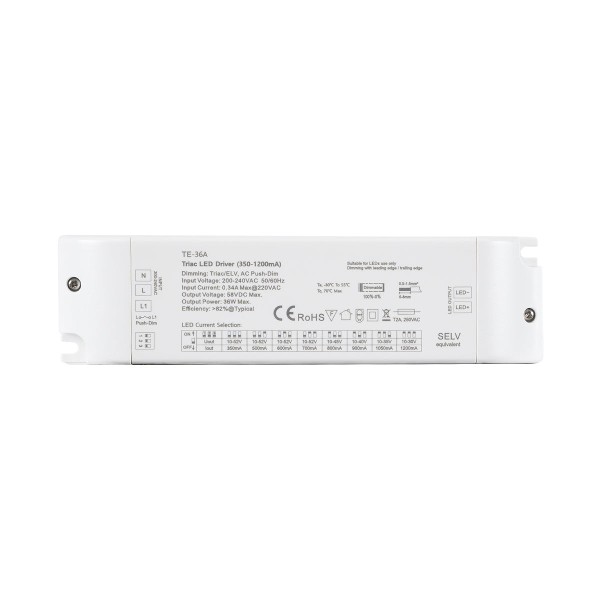 GLOBOSTAR® SKYDANCE-TE-36A 73135 DC Triac & Push Dimmer CC Τροφοδοτικό/Μετασχηματιστής SELV με 1 x 320-1200mA 36W Κανάλι AC 220-240V σε DC 10-52V 1200mA 36W Max IP20 - Triac & Push Dimming - Μ17.5 x Π4.4 x Υ3cm - 5 Χρόνια Εγγύηση - ledmania.gr