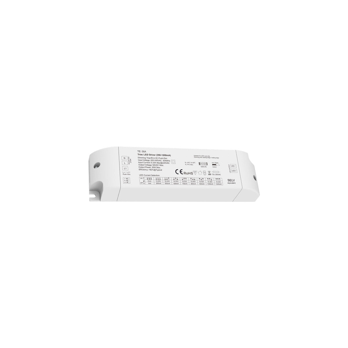 GLOBOSTAR® SKYDANCE-TE-36A 73135 DC Triac & Push Dimmer CC Τροφοδοτικό/Μετασχηματιστής SELV με 1 x 320-1200mA 36W Κανάλι AC 220-240V σε DC 10-52V 1200mA 36W Max IP20 - Triac & Push Dimming - Μ17.5 x Π4.4 x Υ3cm - 5 Χρόνια Εγγύηση - ledmania.gr