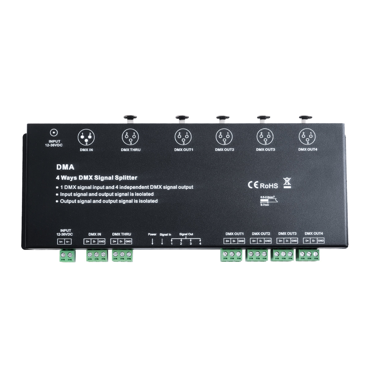 GloboStar® 73136 DMA SKYDANCE DC DMX512 Signal Splitter / Amplifier 4 Καναλιών DC 12-36V - IP20 Μ25.6 x Π9.2 x Υ3.8cm - 5 Χρόνια Εγγύηση - ledmania.gr