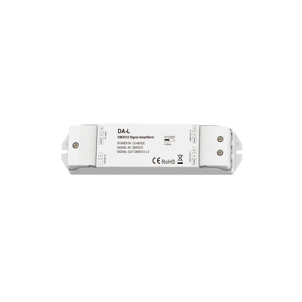GloboStar® 73138 DA-L SKYDANCE DC DMX512 Signal Amplifier 2 Καναλιών DC 12-48V - IP20  Μ17.5 x Π4.5 x Υ2.5cm - 5 Χρόνια Εγγύηση - ledmania.gr
