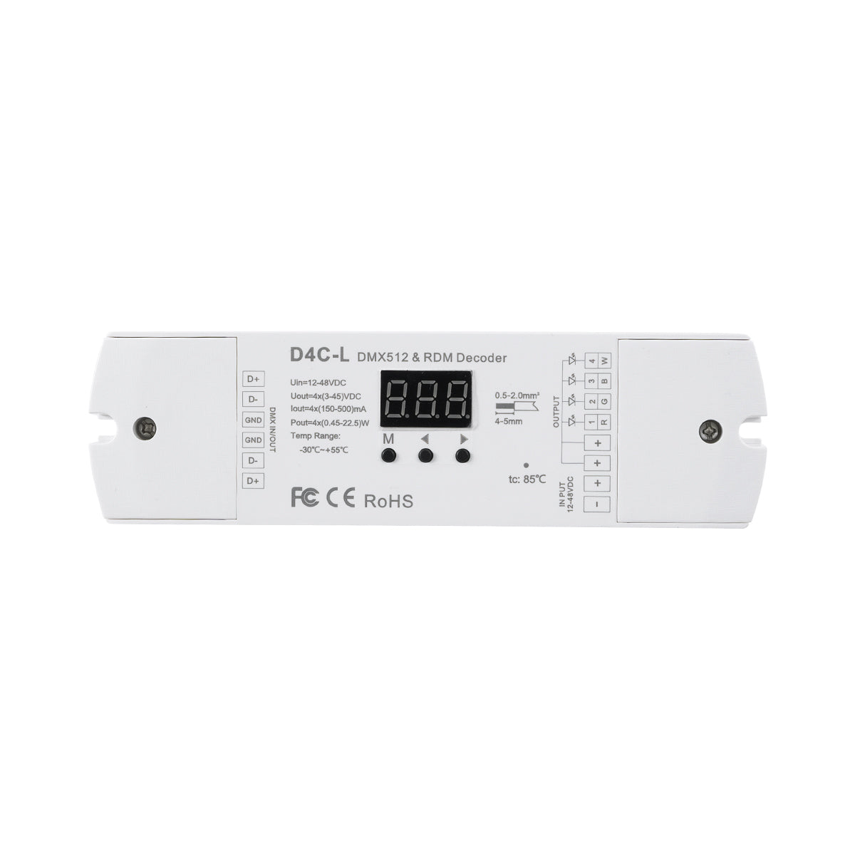 GloboStar® 73145 D4C-L SKYDANCE DC DMX512 Constant Current & RDM Decoder 4 Καναλιών DC 12-48V 4 x 0.5A 22.5W - Max 2A 90W - IP20  Μ17 x Π5 x Υ2.5cm - 5 Χρόνια Εγγύηση - ledmania.gr