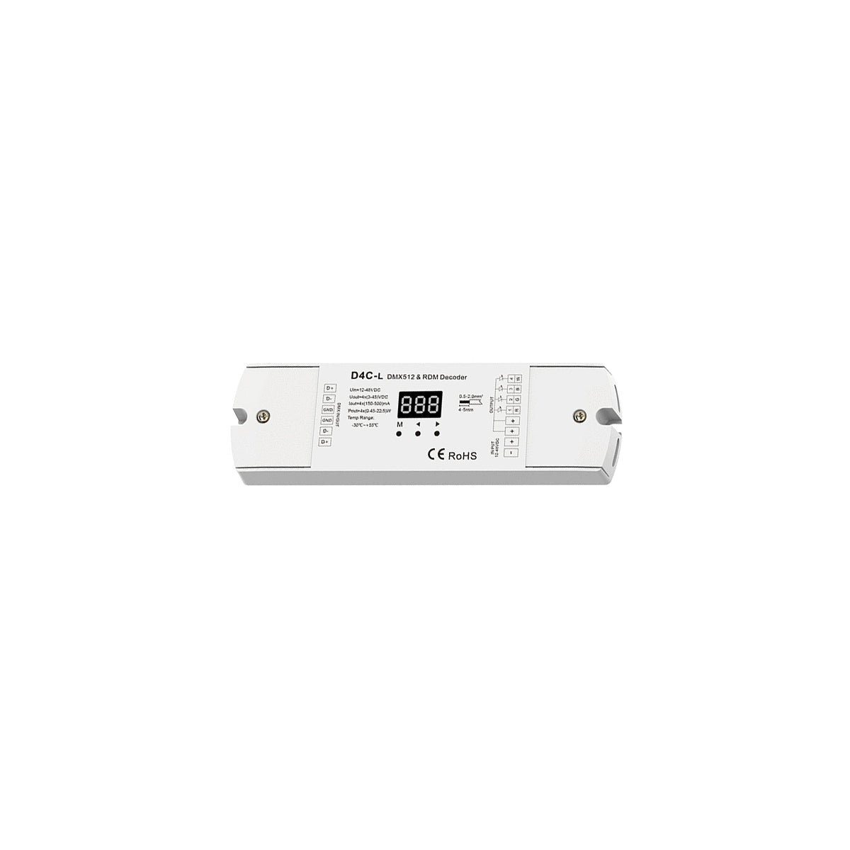 GloboStar® 73145 D4C-L SKYDANCE DC DMX512 Constant Current & RDM Decoder 4 Καναλιών DC 12-48V 4 x 0.5A 22.5W - Max 2A 90W - IP20  Μ17 x Π5 x Υ2.5cm - 5 Χρόνια Εγγύηση - ledmania.gr