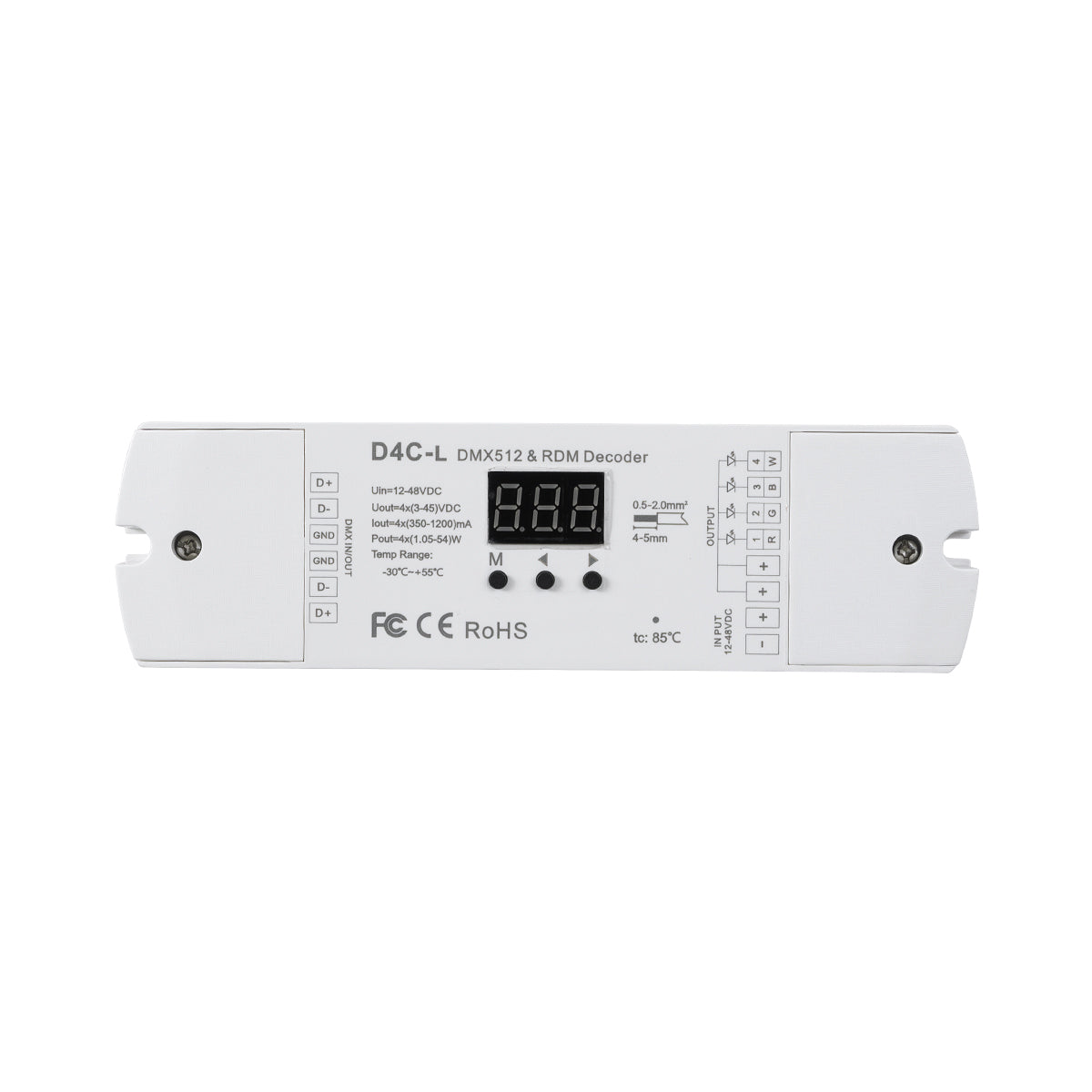 GloboStar® 73146 D4C-L SKYDANCE DC DMX512 Constant Current & RDM Decoder 4 Καναλιών DC 12-48V 4 x 1A 54W - Max 4A 216W - IP20  Μ17 x Π5 x Υ2.5cm - 5 Χρόνια Εγγύηση - ledmania.gr