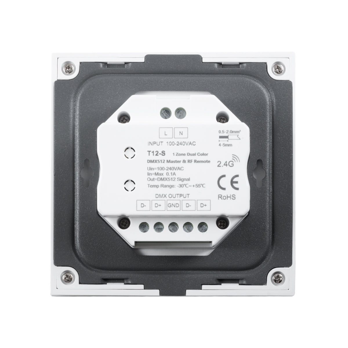 GloboStar® 73151 T12-S SKYDANCE Ασύρματο DMX512 Επιτοίχιο Χειριστήριο RF 2.4Ghz 1 Group για όλα τα SKYDANCE DMX512 Controller AC 100-240V Max 0.1A - IP20 Μ8.5 x Μ8.5 x Π8.5 x Υ3.5cm - 5 Χρόνια Εγγύηση - ledmania.gr