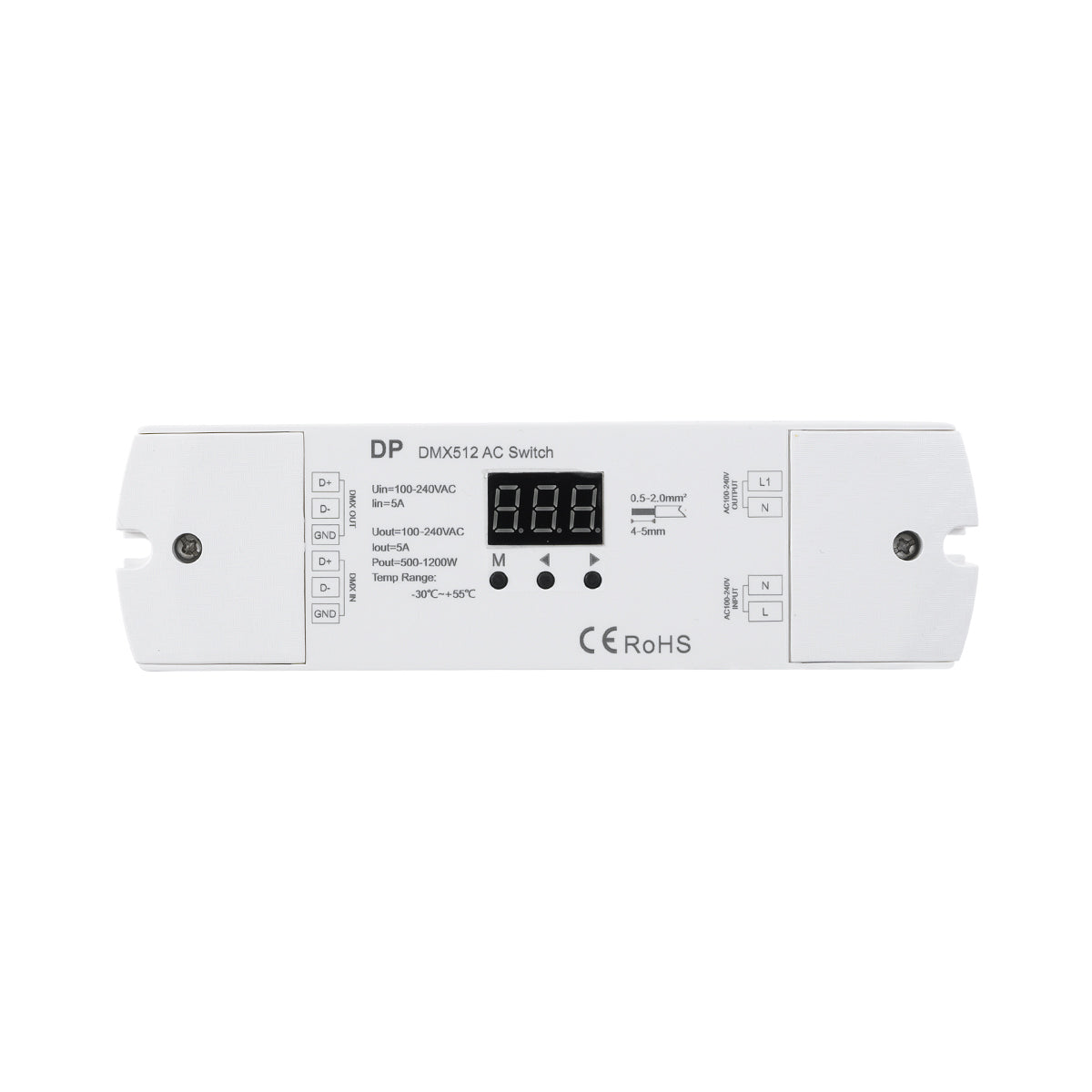 GloboStar® 73156 DP SKYDANCE AC DMX512 Push Switch 1 Κανάλι AC 100-240V 1 x 5A 1200W - Max 5A 1200W - IP20  Μ17 x Π5 x Υ2.5cm - 5 Χρόνια Εγγύηση - ledmania.gr