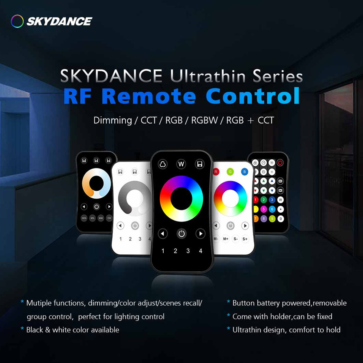 GloboStar® 73158 R9 SKYDANCE Ασύρματο Χειριστήριο RF 2.4Ghz 1 Group για όλα τα Πολύχρωμα SKYDANCE Controller DC 3V 1 x CR2032 - IP20  Μ10.7 x Π5.8 x Υ1cm - 5 Χρόνια Εγγύηση - ledmania.gr