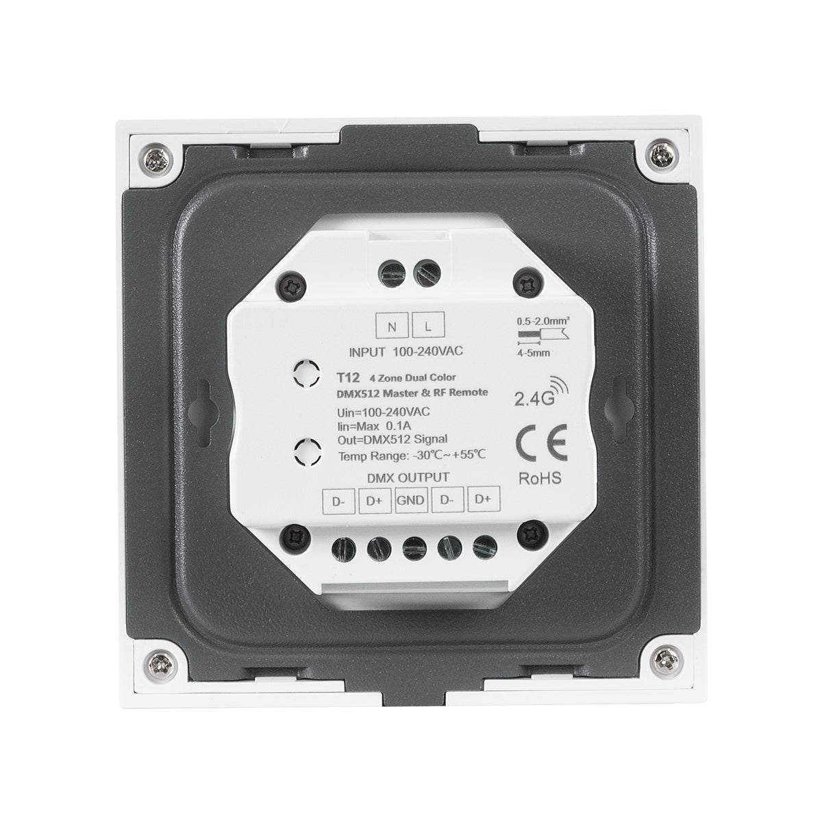 GloboStar® 73160 T12 SKYDANCE Ασύρματο DMX512 Επιτοίχιο Χειριστήριο RF 2.4Ghz 4 Group για όλα τα SKYDANCE DMX512 Controller AC 100-240V Max 0.1A - IP20  Μ8.5 x Π8.5 x Υ3.5cm - 5 Χρόνια Εγγύηση - ledmania.gr