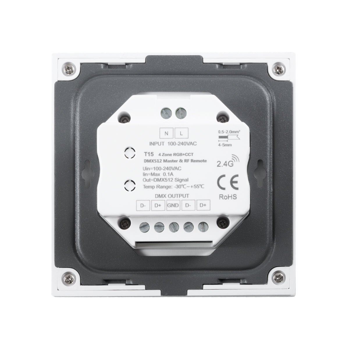 GloboStar® 73162 T15 SKYDANCE Ασύρματο DMX512 Επιτοίχιο Χειριστήριο RF 2.4Ghz 4 Group για όλα τα SKYDANCE DMX512 Controller AC 100-240V Max 0.1A - IP20 Μ8.5 x Μ8.5 x Π8.5 x Υ3.5cm - 5 Χρόνια Εγγύηση - ledmania.gr