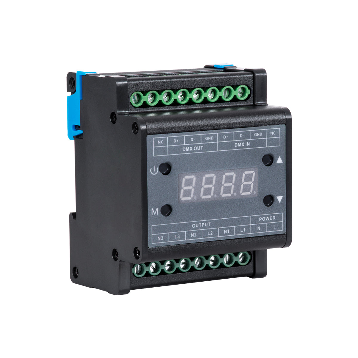 GloboStar® 73372 AC Triac DMX Dimmer Din Rail Ράγας 3 Καναλιών AC 100-240V 3 x 1A 220W - Max 3A 660W - IP20 Μ8 x Π9 x Υ6cm - 5 Years Warranty - ledmania.gr
