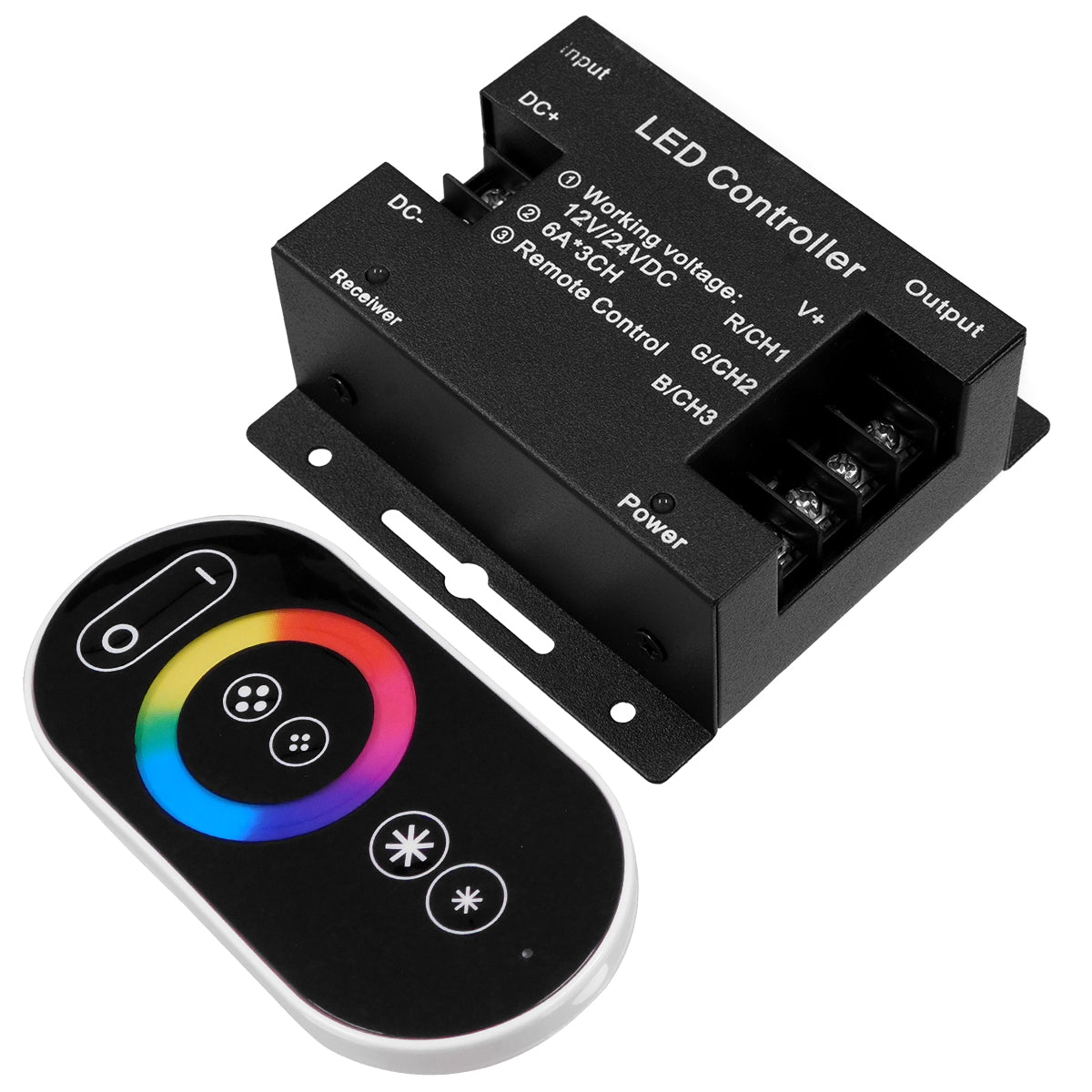 GloboStar® 73406 Ασύρματος LED RGB Controller με Χειριστήριο Αφής 2.4G RF 12v (216w) - 24v (432w) DC - ledmania.gr