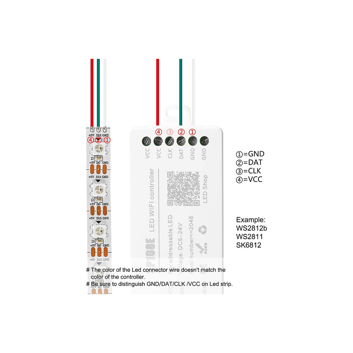 GLOBOSTAR® SP108E 73409 WiFi 2.4G Ψηφιακός Pixel Addressable Controller DC 5-12-24V IP20 - WiFi 2.4G - SPI/TTL Protocol 2048 IC - Μ8.1 x Π4.3 x Υ2.1cm - 2 Χρόνια Εγγύηση