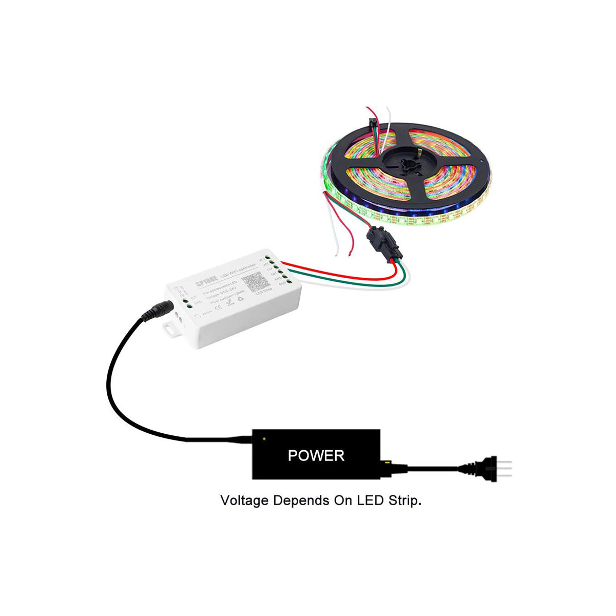 GLOBOSTAR® SP108E 73409 WiFi 2.4G Ψηφιακός Pixel Addressable Controller DC 5-12-24V IP20 - WiFi 2.4G - SPI/TTL Protocol 2048 IC - Μ8.1 x Π4.3 x Υ2.1cm - 2 Χρόνια Εγγύηση
