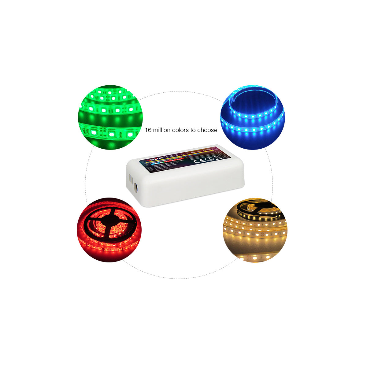 GloboStar® 73433 FUT039 Mi-BOXER DC RF 2.4Ghz 5 in 1 High Speed Controller / Dimmer 5 Καναλιών DC 12-24V 5 x 6A 144W - Max 10A 240W - IP20 RGBW+WW - Μ8.5 x Π4.5 x Υ22cm - 5 Years Warranty - ledmania.gr