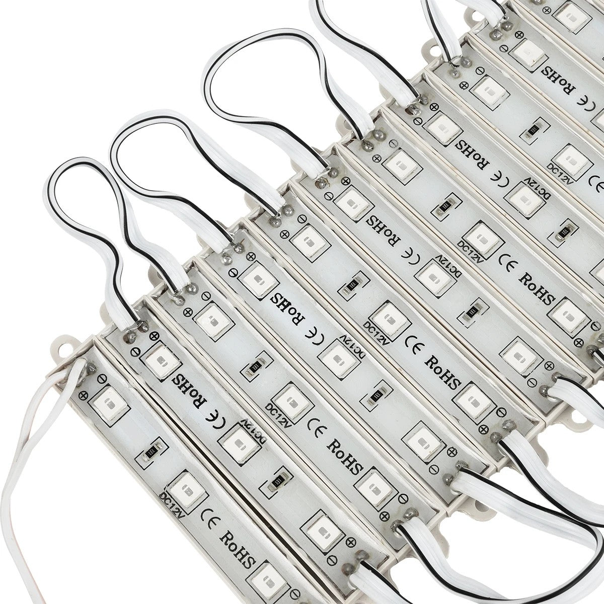 GLOBOSTAR® MODULARI 73703 Module LED 0.8W 64lm 120° DC 12V Αδιάβροχο IP65 3 x SMD5050 Chip Κόκκινο Dimmable - Μ7.7 x Π1.5 x Υ0.5cm - Πακέτο 20 Τεμαχίων - 3 Χρόνια Εγγύηση
