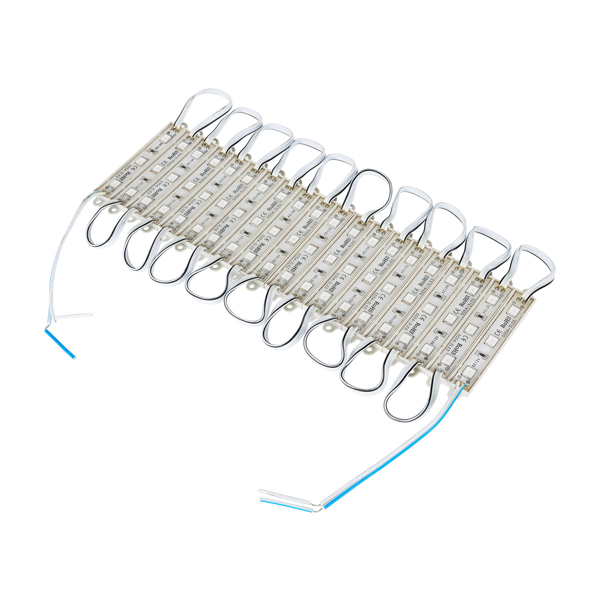 GloboStar® 73705 20 Τεμάχια x LED Modules 3 x SMD 5050 0.8W 50lm DC 12V - Αδιάβροχο IP66 - Μπλε - 2 Χρόνια Εγγύηση - ledmania.gr