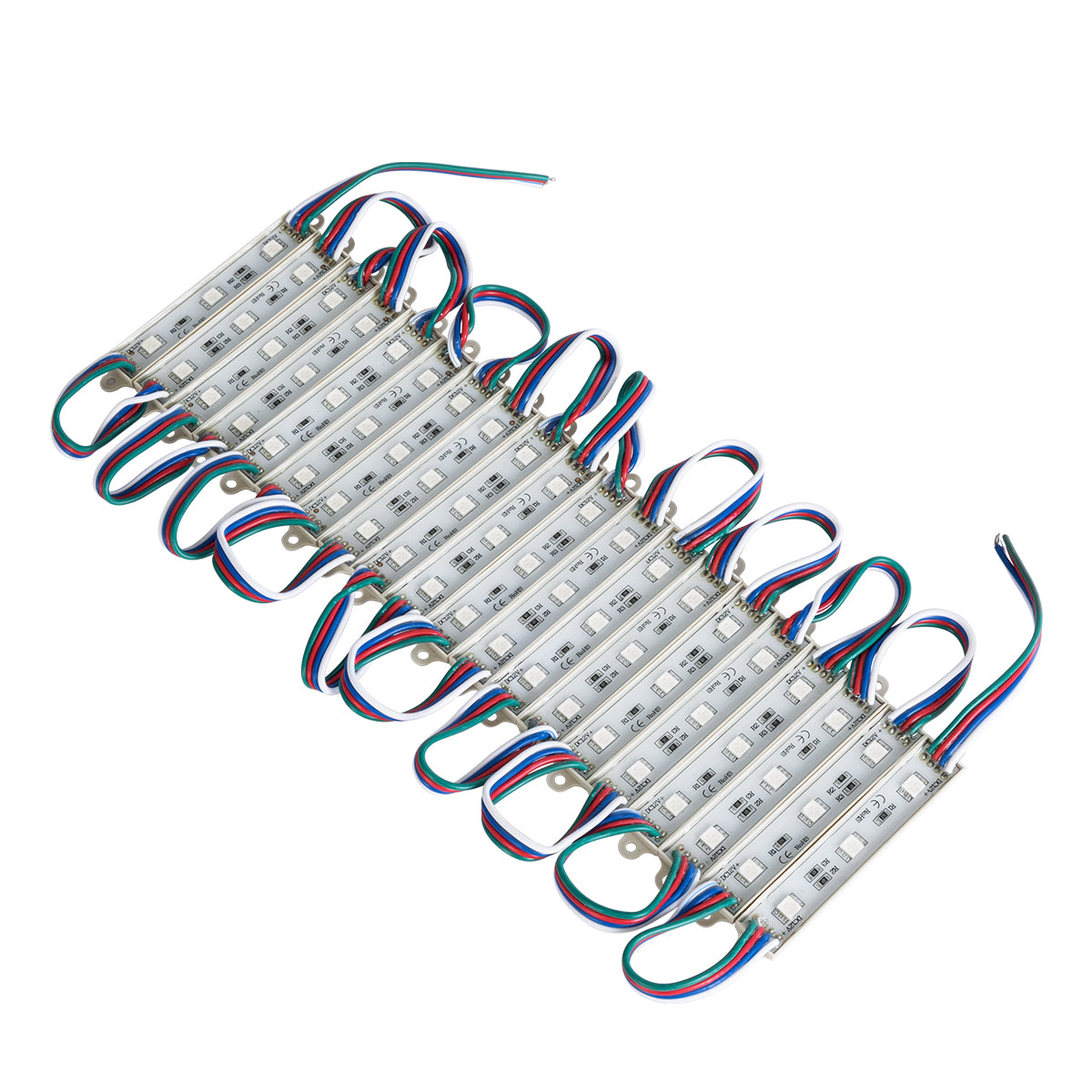 GloboStar® 73706 20 Τεμάχια x LED Modules 3 x SMD 5050 0.8W 50lm DC 12V - Αδιάβροχο IP66 - RGB - 2 Χρόνια Εγγύηση - ledmania.gr