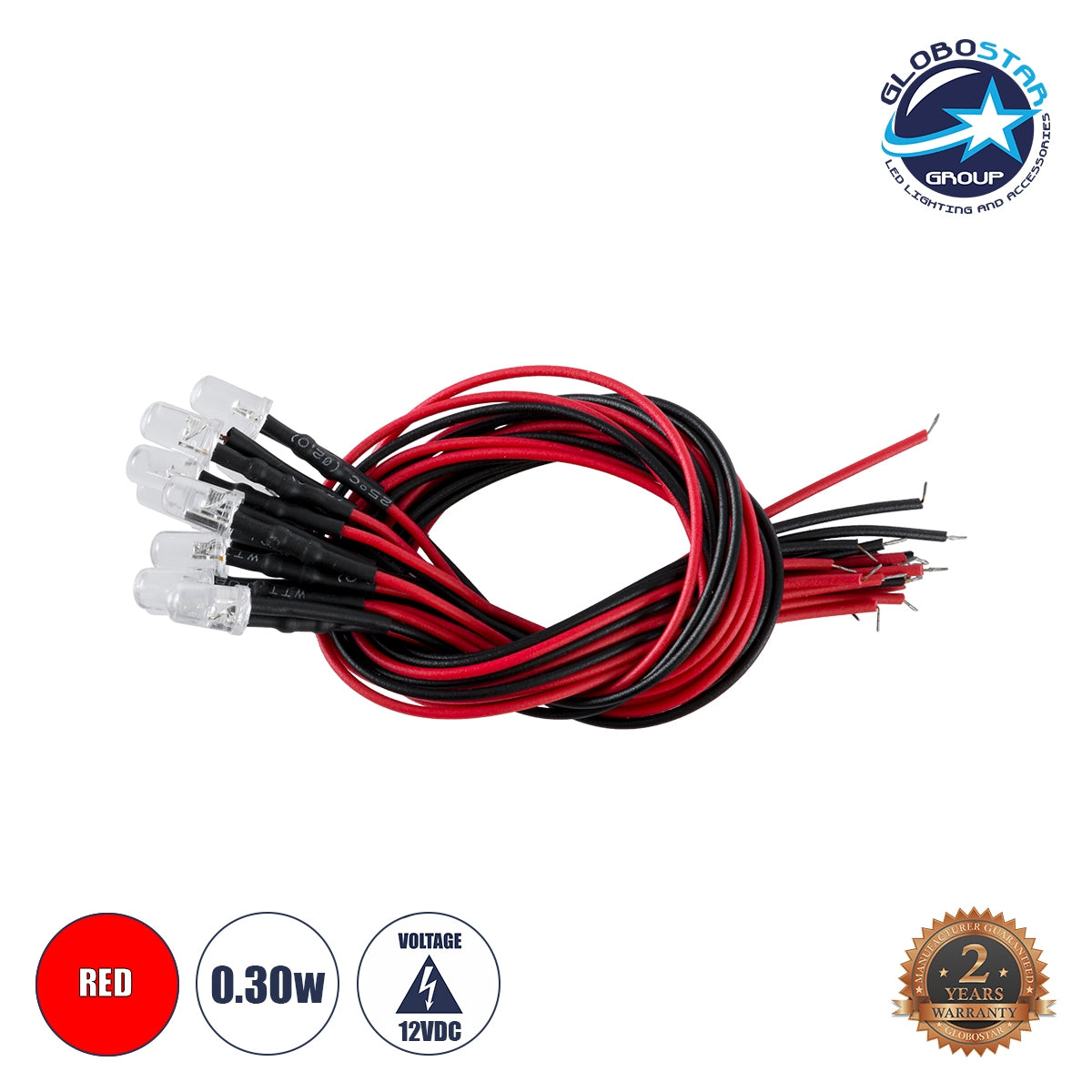 GloboStar® DIODE-LED 73732 Χαμηλής Ισχύος Δίοδος LED 0.3W DC 12V - Φ0.5 x Υ1cm - Κόκκινο - Dimmable - Συσκευασία 10 Τεμαχίων - 2 Χρόνια Εγγύηση - ledmania.gr