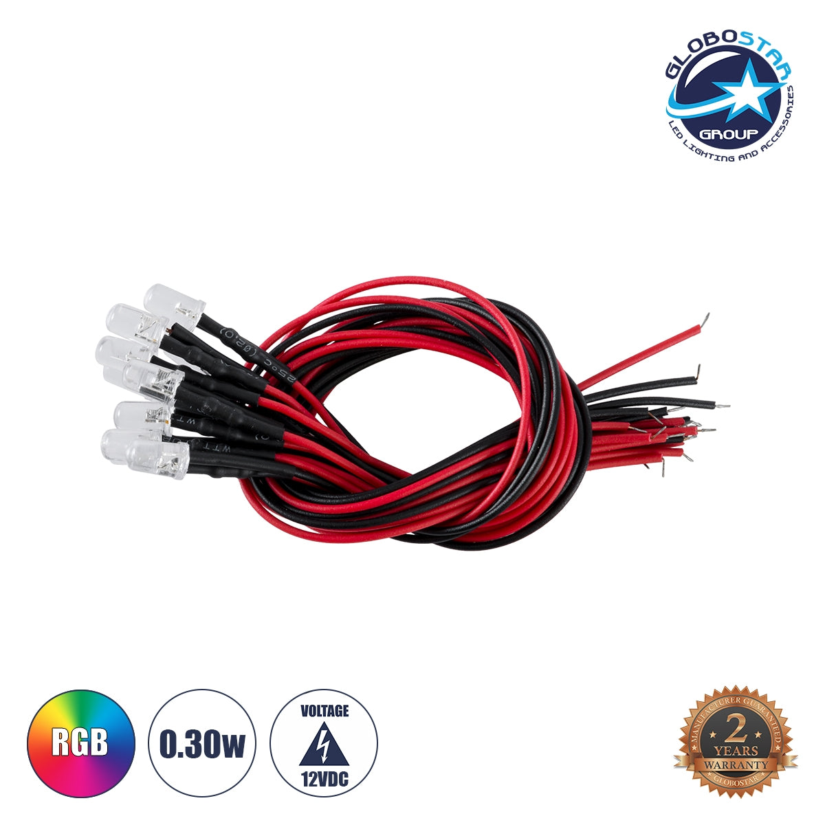GloboStar® DIODE-LED 73738 Χαμηλής Ισχύος Δίοδος LED 0.3W DC 12V - Φ0.5 x Υ1cm - Πολύχρωμο RGB - Dimmable - Συσκευασία 10 Τεμαχίων - 2 Χρόνια Εγγύηση - ledmania.gr