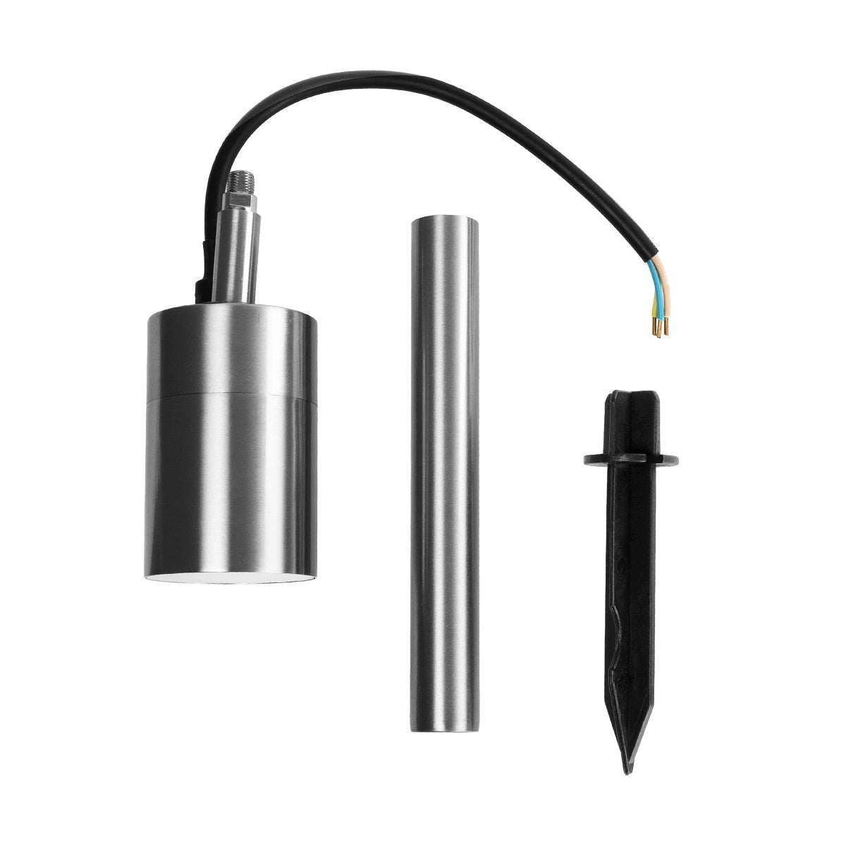 GLOBOSTAR® GARDEON 75580 Φωτιστικό Σποτ για Φυτά - Δέντρα με Βάση Κήπου / Καρφωτό για Λάμπα MR16 με Ντουί GU10 AC 220-240V Αδιάβροχο IP67 - Νίκελ Χρώμιο - Μ6 x Π6 x Υ43.5cm