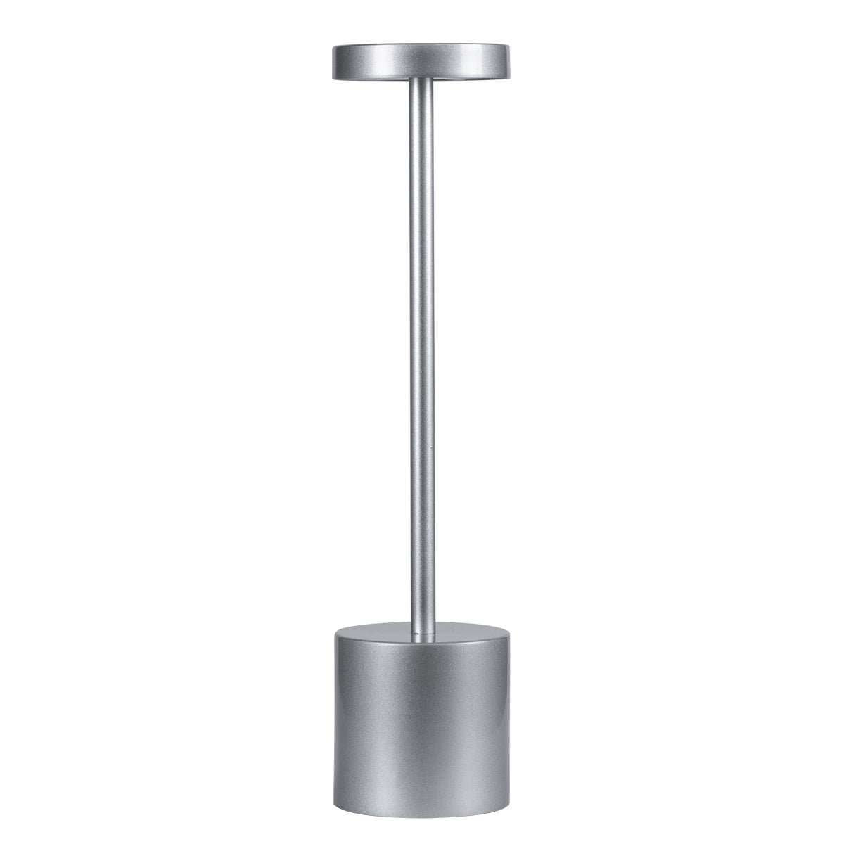 GloboStar® JOJO 76521 Μοντέρνο Επιτραπέζιο Φωτιστικό Πορτατίφ LED 1.5W 105lm 120° DC 5V Επαναφορτιζόμενο με Μπαταρία Li-ion 1800mAh - Διακόπτη Αφής με 3 Εναλλαγές Φωτισμού CCT Θερμό - Φυσικό - Ψυχρό 1500K - 4500K - 6000K Dimmable - D8 x H34cm - Ασημί - ledmania.gr