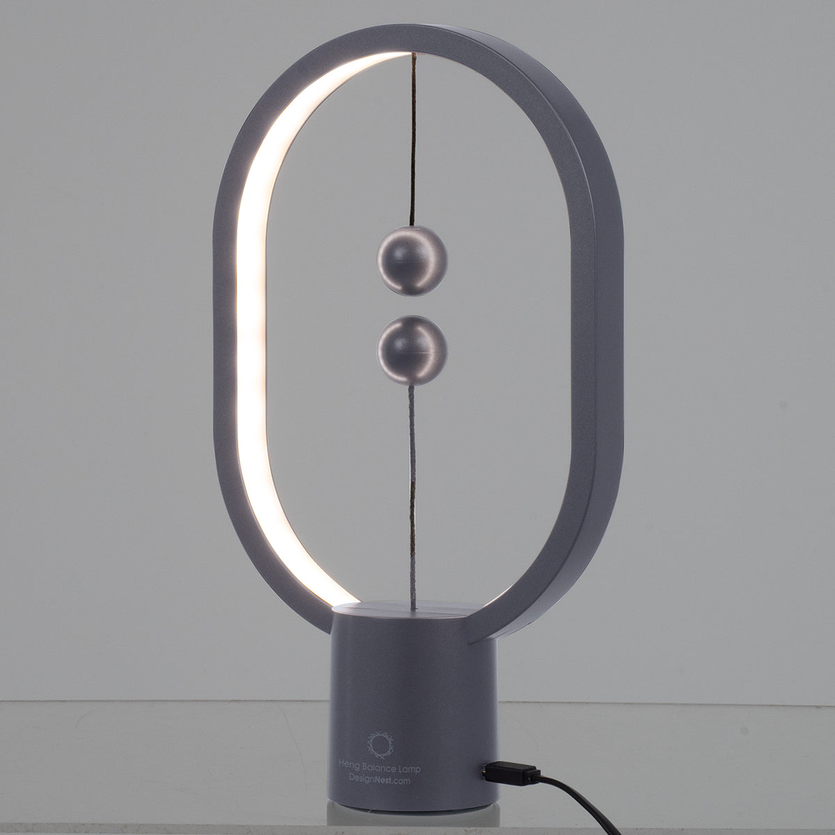 GloboStar® 76545 Επιτραπέζιο Φωτιστικό Πορτατίφ LED 15W 1500lm 360° DC 5V IP20 Θερμό Λευκό 2700K Γκρι & Λευκό Πλαστικό - Μ14 x Π5.5 x Υ24.8cm - 2 Xρόνια Εγγύηση - ledmania.gr
