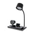 GLOBOSTAR® OLDY 76563 Μοντέρνο Επιτραπέζιο Φωτιστικό Γραφείου με Ασύρματη Φόρτιση 15W 3A, 5W Bluetooth Ηχείο & Ψηφιακό Ρολόι LED 3W 300lm 120° DC 5V με USB-C IP20 Ρυθμιζόμενο Λευκό CCT με Αφή 2700K/4500K/6000K Dimmable - Sanan SMD Chip - Μαύρο - Μ13 x ...