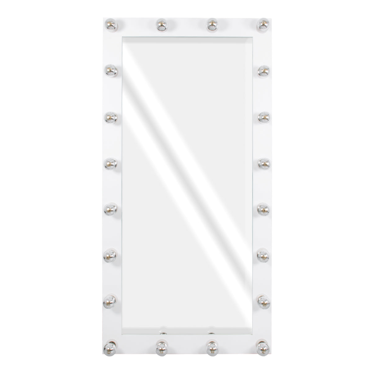 GloboStar® MAKEUP MIRROR-160x80-4 Μοντέρνος Καθρέπτης Μακιγιάζ με Πλαίσιο Φυσικού Ξύλου με Διακόπτη On/Off 20 x E27 AC220-240V - Μ80 x Π7 x Υ160cm - Λευκή Λάκα - ledmania.gr