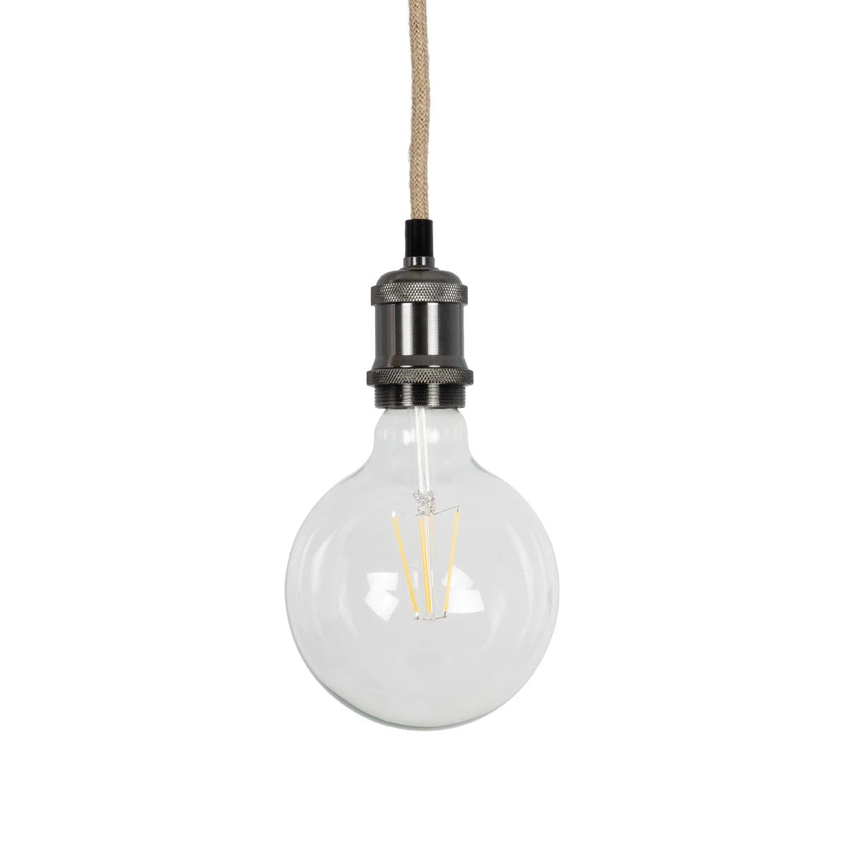 GLOBOSTAR® WHIP 77663 Μοντέρνο DIY Φωτιστικό με Υφασμάτινο Καλώδιο, Ντουί 1 x E27, Διακόπτη On/Off & Πρίζα AC 220-240V IP20 - Μπεζ & Μαύρο Νίκελ - Μ150 x Π4 x Υ4cm