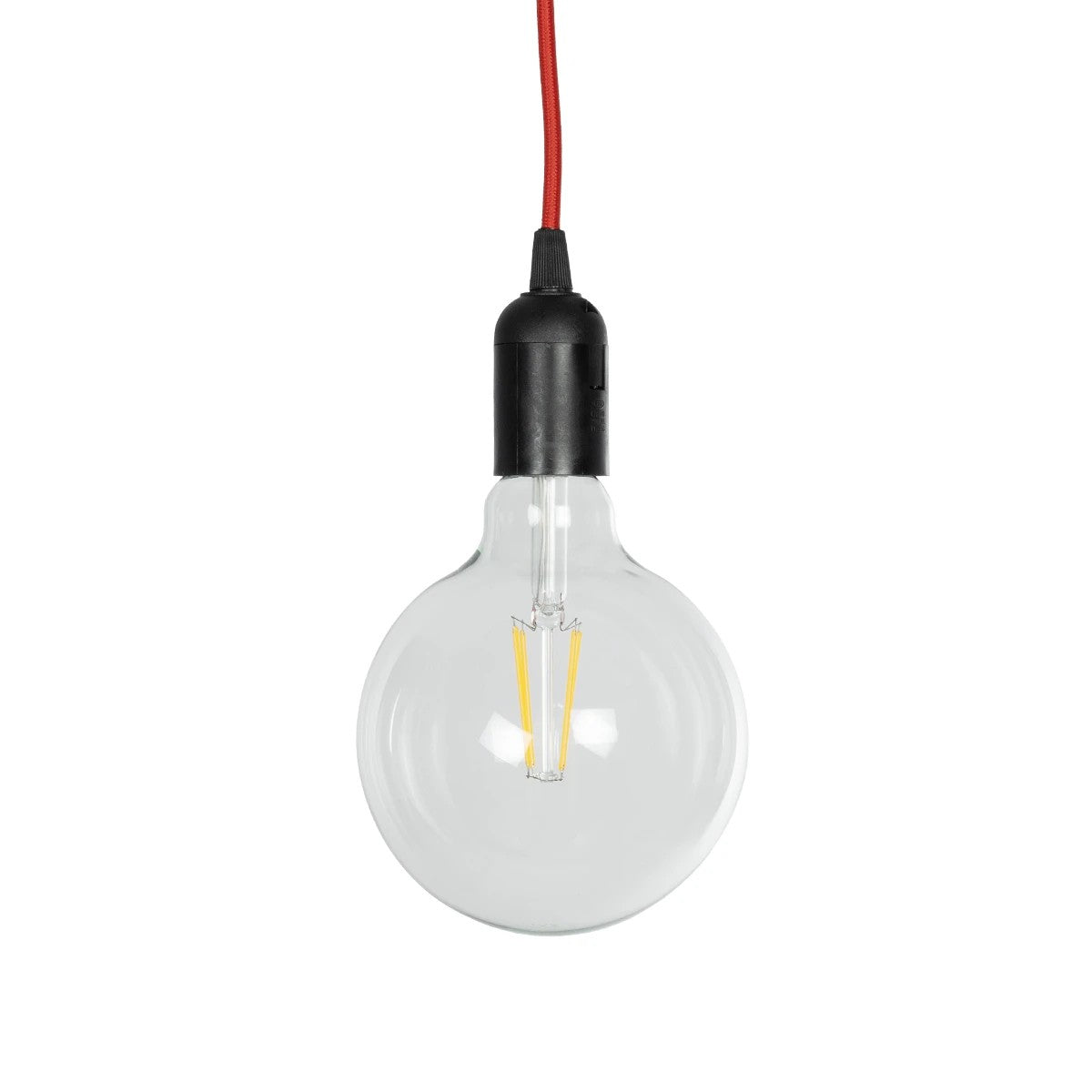 GLOBOSTAR® WHIP 77666 Μοντέρνο DIY Φωτιστικό με Υφασμάτινο Καλώδιο, Ντουί 1 x E27, Διακόπτη On/Off & Πρίζα AC 220-240V IP20 - Κόκκινο & Μαύρο - Μ140 x Π4 x Υ4cm - ledmania.gr