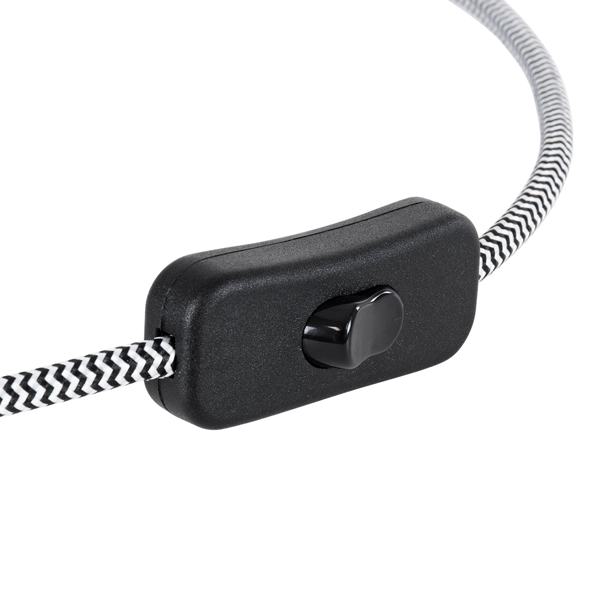 GloboStar® 77668 Μοντέρνο Κρεμαστό Φωτιστικό Ανάρτηση Μονόφωτο 1 x E27 IP2 Μαύρο & Άσπρο Ύφασμα με Μαύρο Πλαστικό - Μ5.8 x Π5.8 x Υ140cm - ledmania.gr
