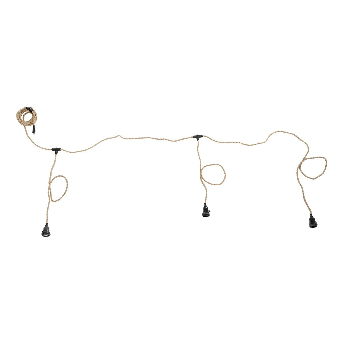 GLOBOSTAR® WHIP 77676 Μοντέρνο DIY Φωτιστικό με Υφασμάτινο Καλώδιο, Ντουί 3 x E27, Διακόπτη On/Off & Πρίζα AC 220-240V IP20 - Μπεζ & Μαύρο - Μ650 x Π5.5 x Υ100cm - ledmania.gr