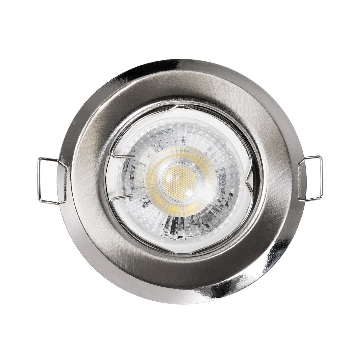 GLOBOSTAR® RAFY 77809 Χωνευτή Βάση για Σποτ MR16 με Ντουί GU10/GU5.3 IP20 - Νίκελ Βούρτσας - Μ8.3 x Π8.3 x Υ3.1cm / Q6cm - ledmania.gr