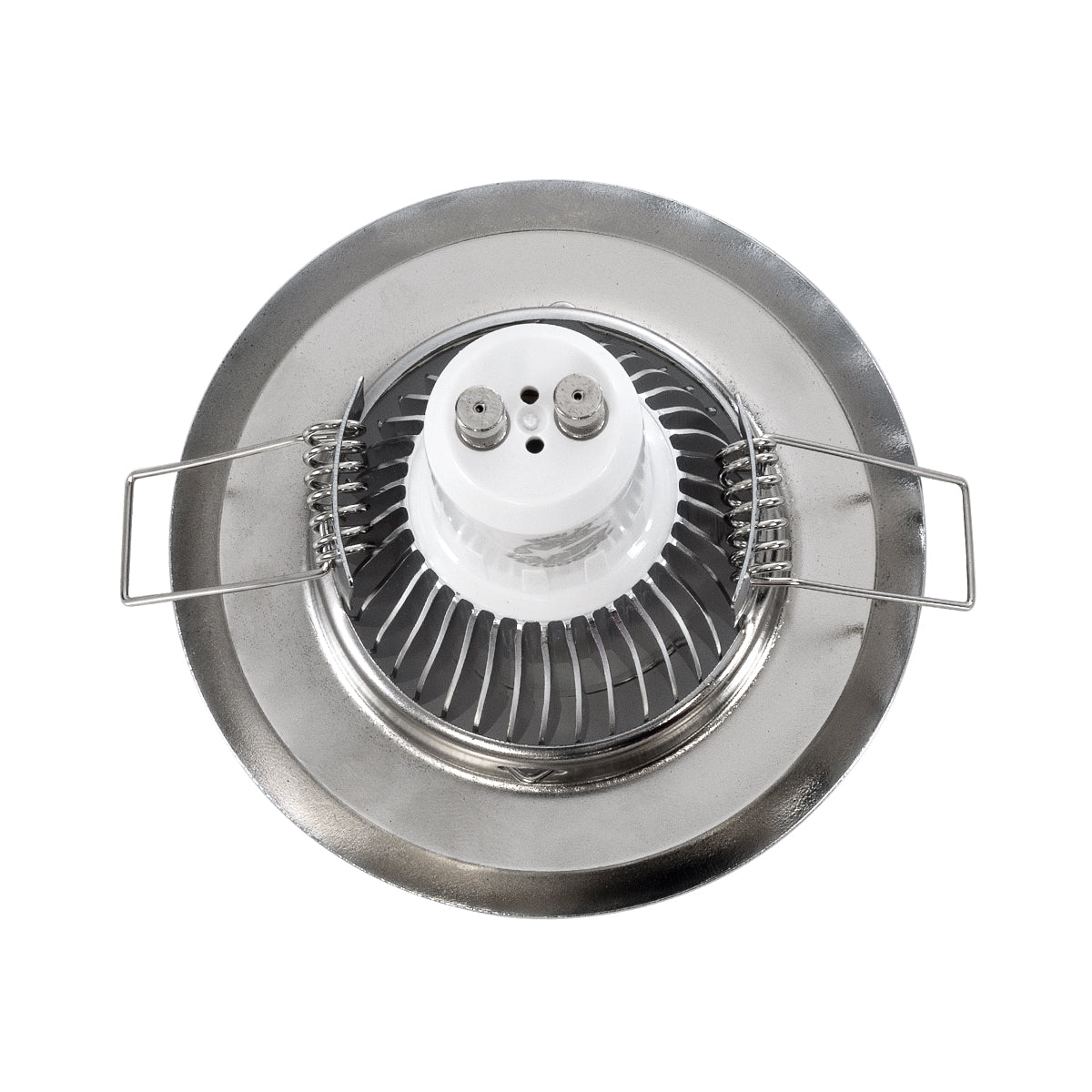 GloboStar® DELTA 77810 Χωνευτό Στρόγγυλο Σποτ Οροφής για Λάμπα MR16 με Βάση GU5.3 ή GU10 - IP20 - Μεταλλικό - Φ83 x Υ31mm - Χρώμιο Νίκελ - 5 Χρόνια Εγγύηση - ledmania.gr