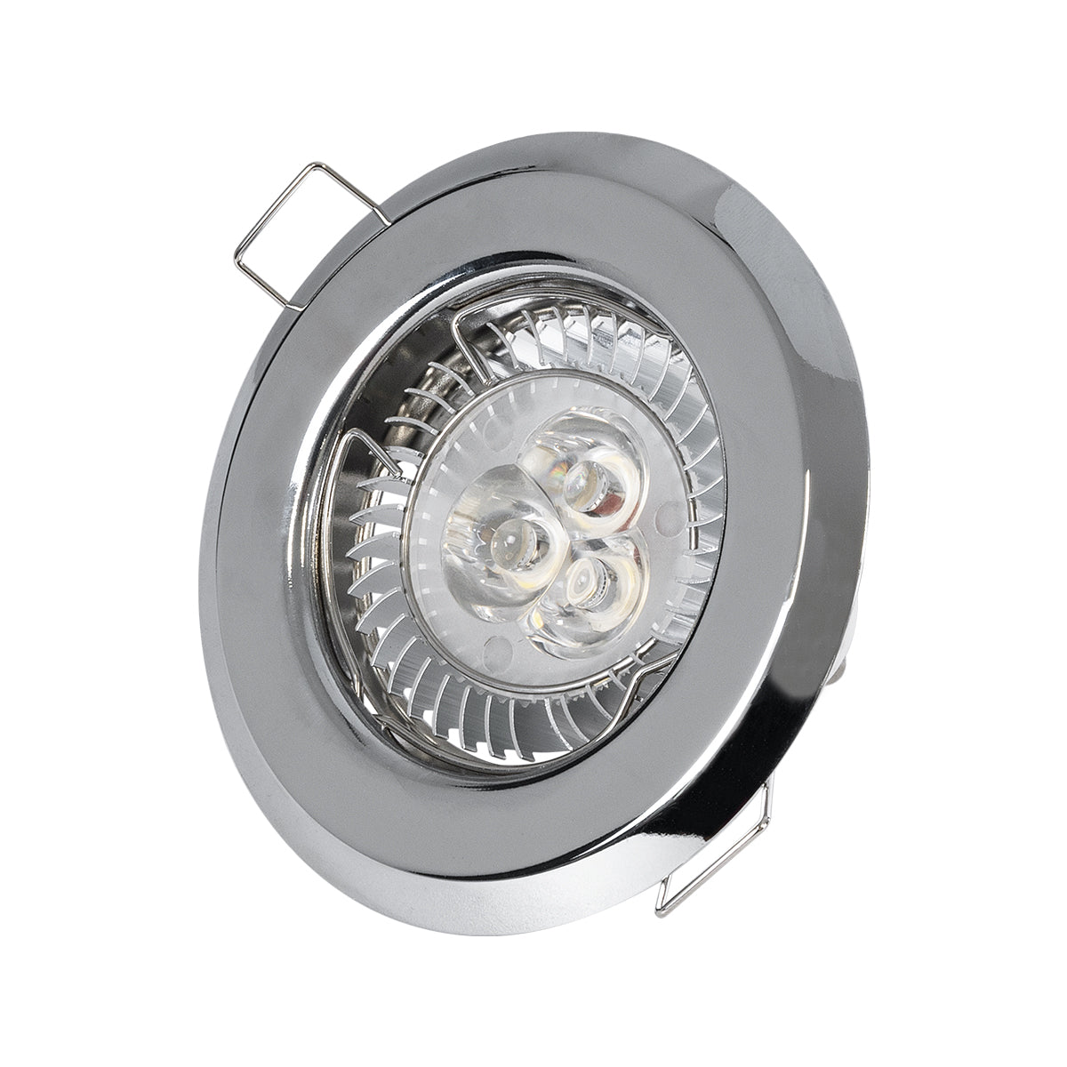 GloboStar® DELTA 77810 Χωνευτό Στρόγγυλο Σποτ Οροφής για Λάμπα MR16 με Βάση GU5.3 ή GU10 - IP20 - Μεταλλικό - Φ83 x Υ31mm - Χρώμιο Νίκελ - 5 Χρόνια Εγγύηση - ledmania.gr