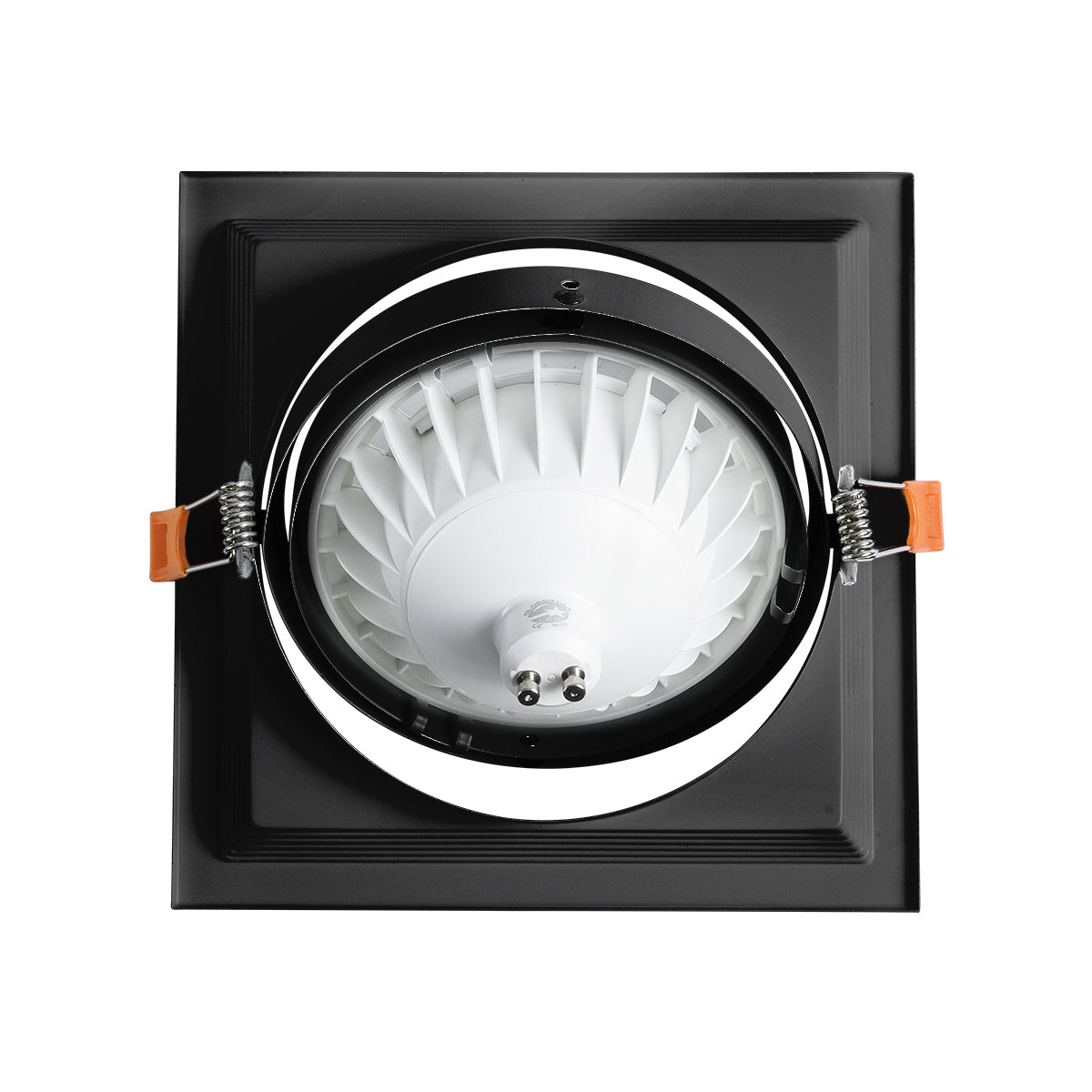 GloboStar® VITA 77853 Χωνευτό Κινούμενο Τετράγωνο Σποτ Οροφής για Λάμπα AR111 - IP20 - Χυτό Αλουμίνιο - Μ18 x Π18 x Υ4.5cm - Μαύρο - 5 Χρόνια Εγγύηση - ledmania.gr