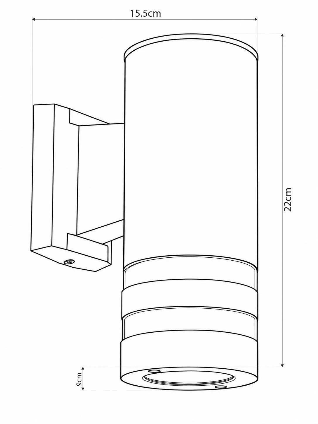GLOBOSTAR® ORION 77886 Μοντέρνο Φωτιστικό Τοίχου - Απλίκα με Ντουί 1 x GU10 AC 220-240V Αδιάβροχο IP65 - Μαύρο Ματ - Μ9 x Π15.5 x Υ22cm