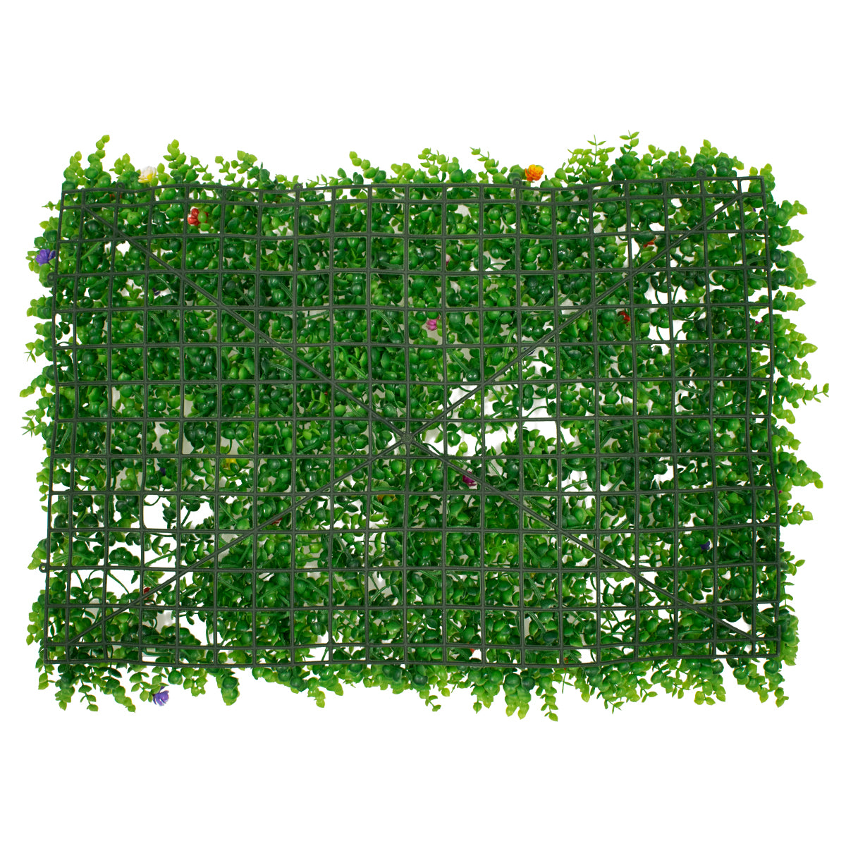 GloboStar® 78408 Artificial - Συνθετικό Τεχνητό Διακοσμητικό Πάνελ Φυλλωσιάς - Κάθετος Κήπος Καυκάσιο Πυξάρι Πολύχρωμα Λουλούδια Πράσινο Μ60 x Υ40 x Π8cm - ledmania.gr