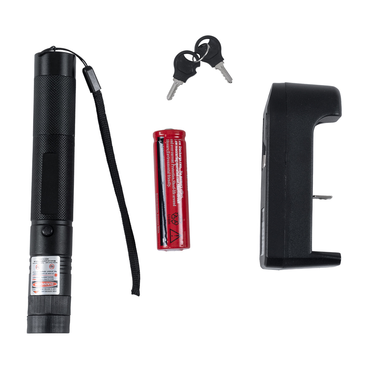 GloboStar® 78996 Φορητό Επαναφορτιζόμενο Laser Pointer 5Mw Class 3 DOT Zoom με Extra Κεφαλή για Dot Effects με Μπαταρία 18650 Li-ion 4800mAh & Φορτιστή - Κόκκινο 650nm Φ2.2 x Υ15cm - ledmania.gr