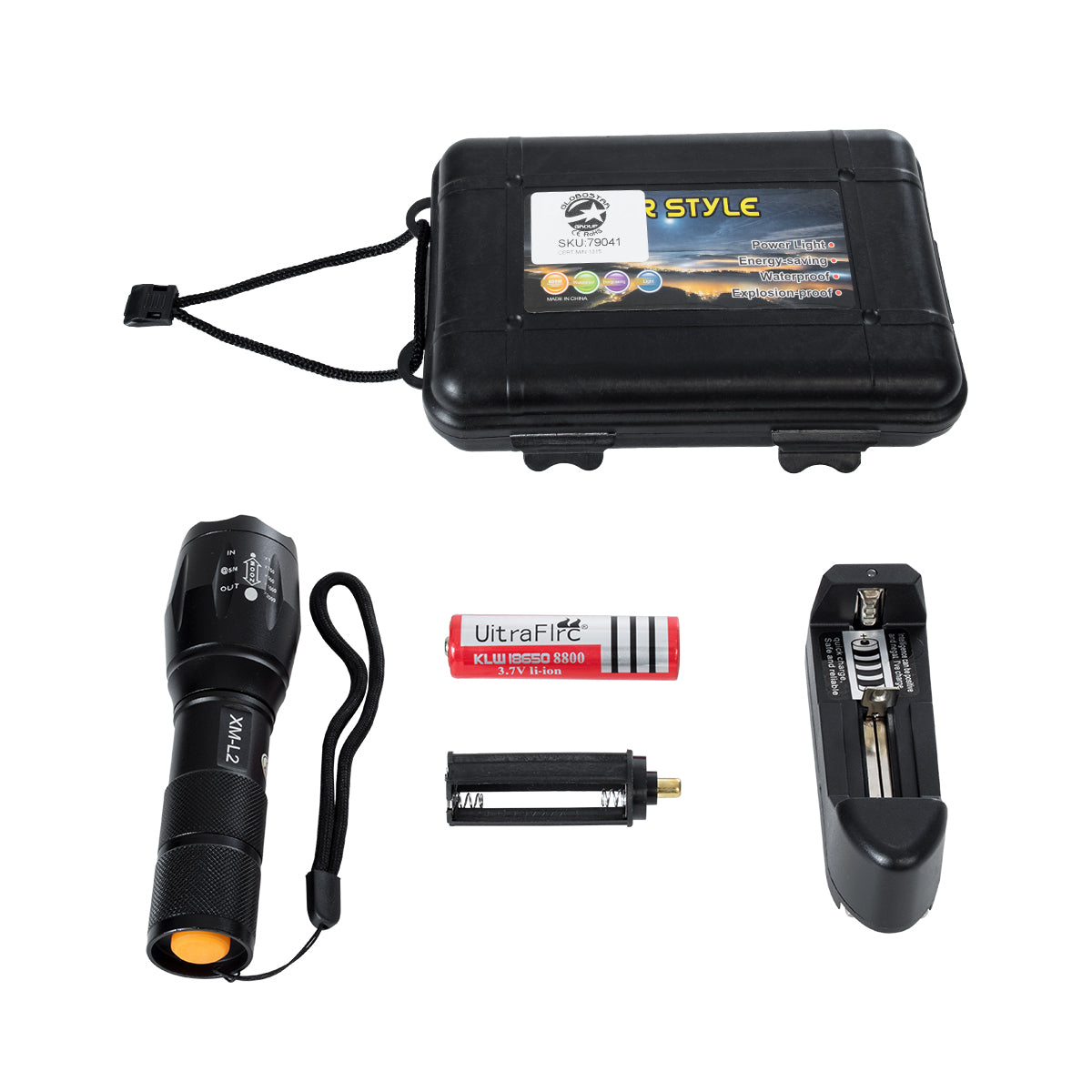 GLOBOSTAR® HANDLAMP 79041 Φακός Χειρός LED 10W 1000lm 5~60° DC 5V με Επαναφορτιζόμενη Μπαταρία Li-ion 3.7V 1x18650 3000mAh IP20 Ψυχρό Λευκό 6000K - CREE XML2-T6 Chip - Μ13.5 x Π4 x Υ4cm - 1 Χρόνο Εγγύηση - ledmania.gr