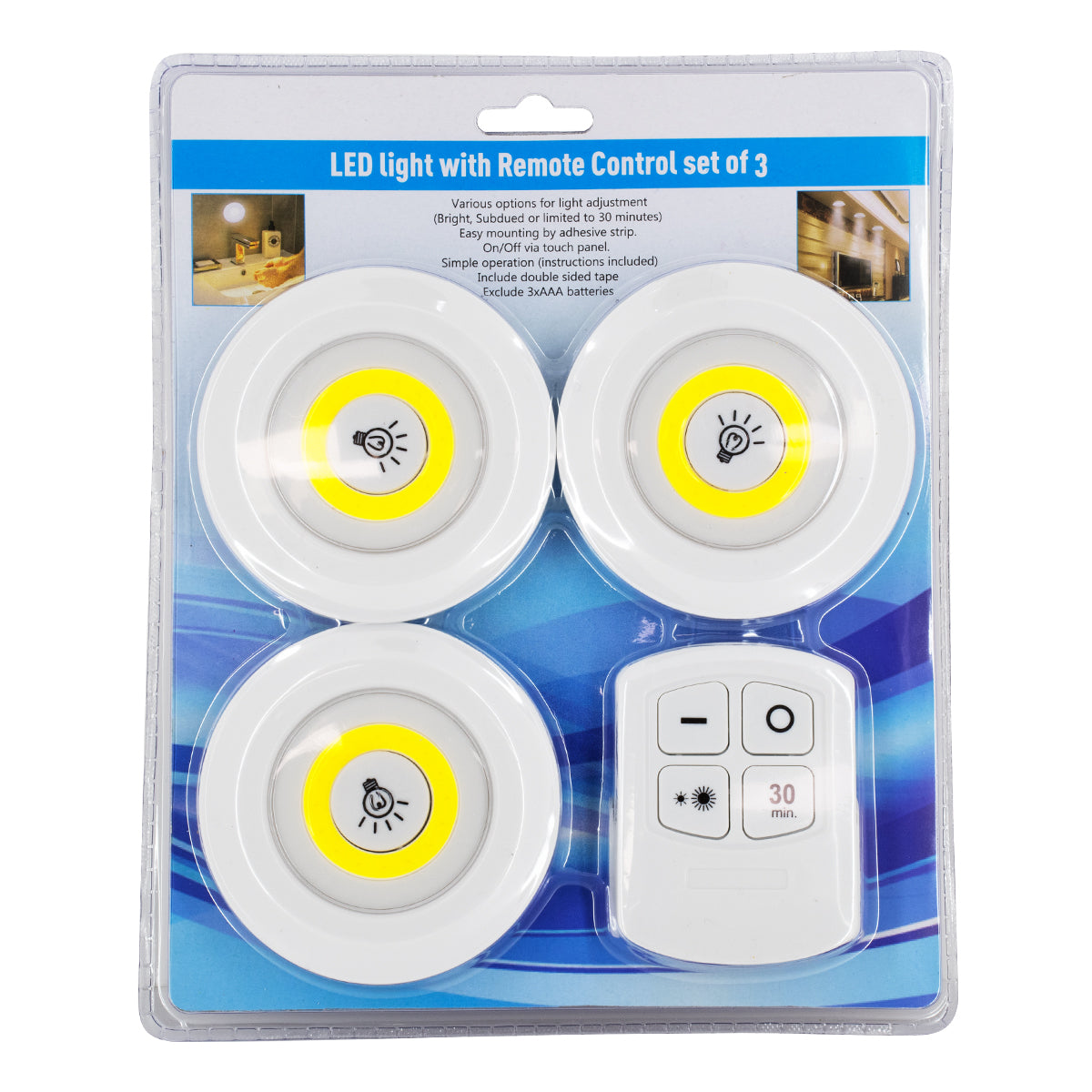 GLOBOSTAR® NEONSIGN 79044 Διακοσμητικό Φωτιστικό Τοίχου Νυκτός με RF Ασύρματο Χειριστήριο LED 6W 600lm 120° DC 3.6V με 11xAAA Μπαταρίες IP20 Ψυχρό Λευκό 6000K Dimmable - Μ9 x Π2.3 x Υ9cm - Πακέτο 3 Τεμαχίων - 2 Χρόνια Εγγύηση