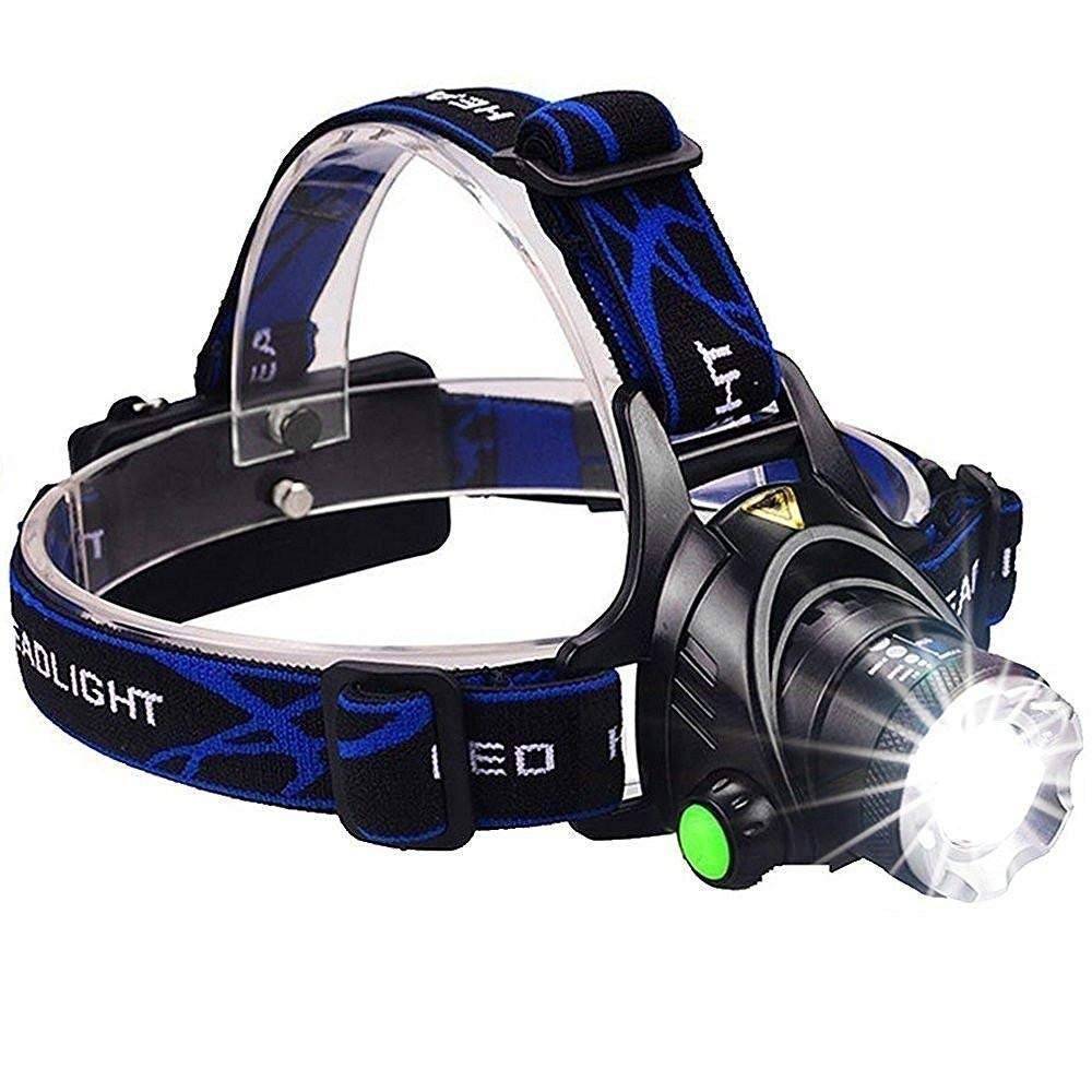 GloboStar® 79055 Φακός Κεφαλής Επαναφορτιζόμενος LED CREE XML2-T6 Chip 10 Watt 800lm με 2 x 18650 Μπαταρίες 5200mAh - Ψυχρό Λευκό 6000K - Μ8.5 x Π6.5 x Υ7cm - ledmania.gr