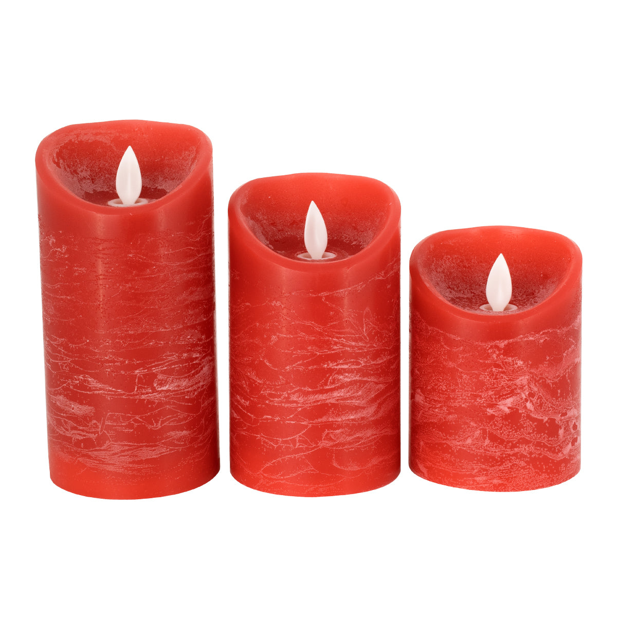 GLOBOSTAR® FIREFLAME 79558 Διακοσμητικό Κερί Παραφίνης με Εφέ Κινούμενης Φλόγας & IR Ασύρματο Χειριστήριο LED 0.5W 25lm 120° DC 3V με 2xAA Μπαταρίες IP20 Θερμό Λευκό 2700K Dimmable - Κόκκινο - Μ7.5 x Π7.5 x Υ15cm - Πακέτο 3 Τεμαχίων - 1 Χρόνο Εγγύηση